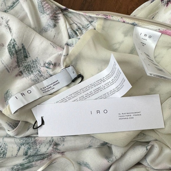 NWT IRO Kevals Printed One-Shoulder Mini Dress in Beige Multicolor - Picture 9 of 15